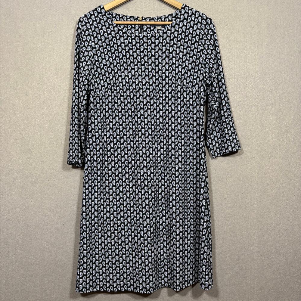 Tommy Hilfiger Dress 12 Black‎ White Blue Paisley Stretch Preppy Chic Versatile